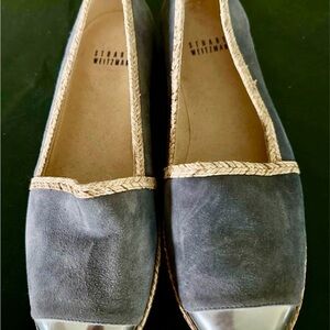 Stuart Weitzman Gray Suede Espadrilles with Silver Toe